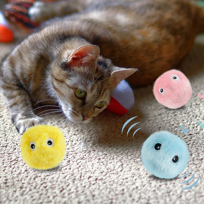 Cat Toys Balls Automatic Rolling Ball Toy Interactive Pet Electric Toy Squeaky Fluffy Plush Cat Toys Balls Indoor Home Pet Toys