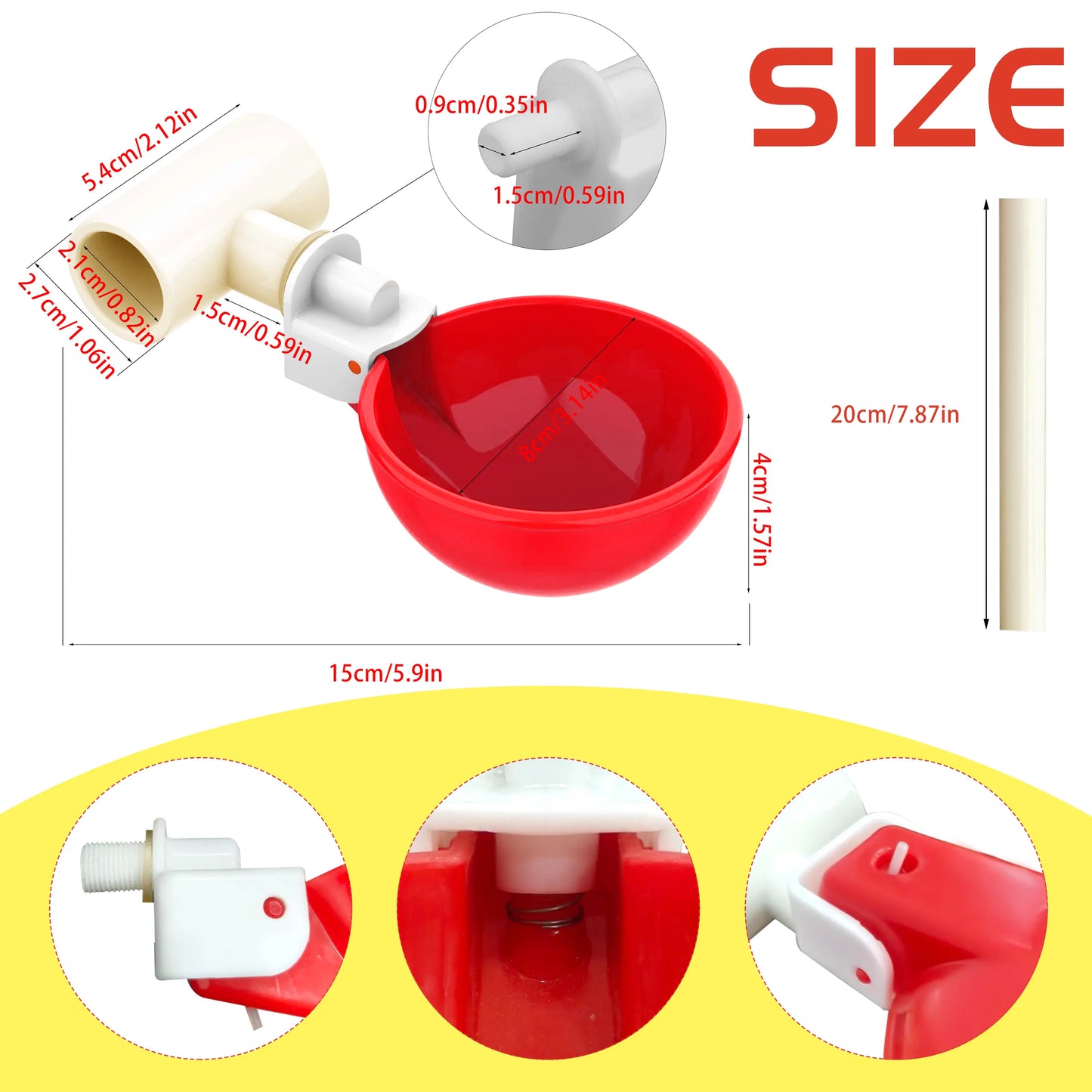 [With Cups and Pipes]Automatic Poultry Drinking Durable Water Dispenser for Backyard Farm Ducks Geese Rabbits Birds with 8-Pack Chicken Water Cups Feeder with Water Pipe Tiktokshopspringglowup