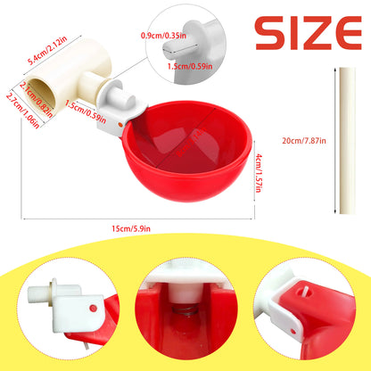 [With Cups and Pipes]Automatic Poultry Drinking Durable Water Dispenser for Backyard Farm Ducks Geese Rabbits Birds with 8-Pack Chicken Water Cups Feeder with Water Pipe Tiktokshopspringglowup