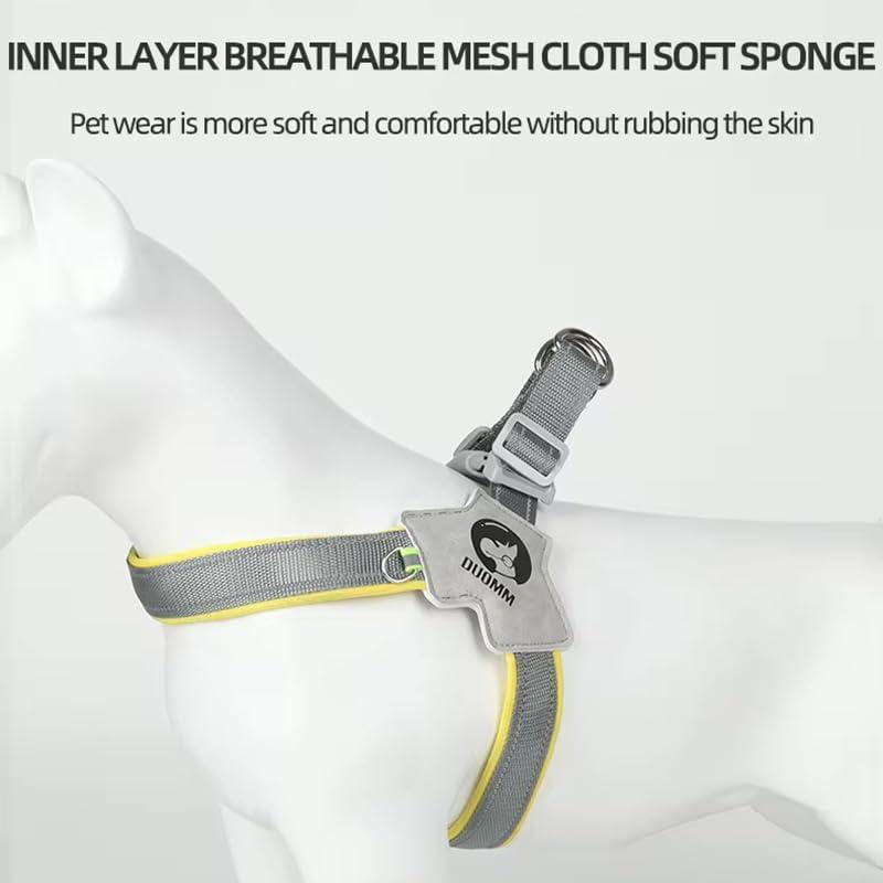 No-pull dog harness with reflective stitching and adjustable chest straps